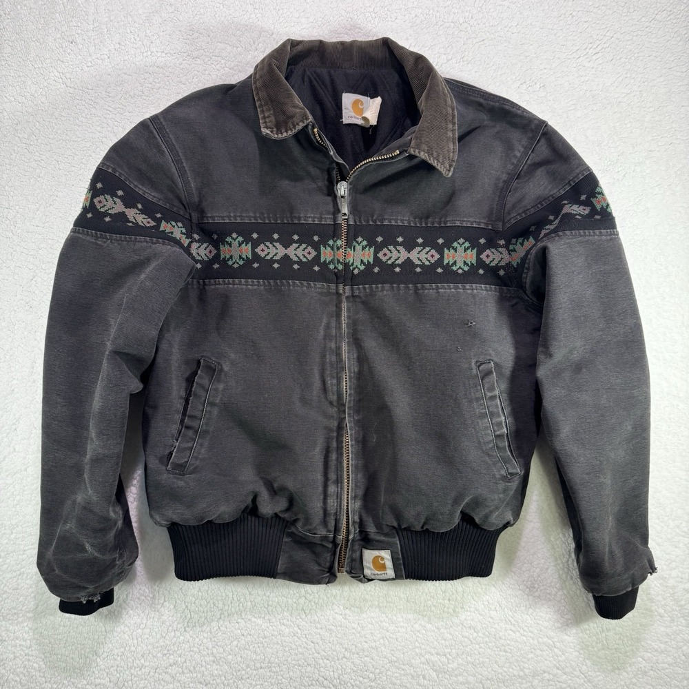Vintage Carhartt Quilted Santa Fe Southwest Jacket "Black Aztec" JQ0405 Size XL